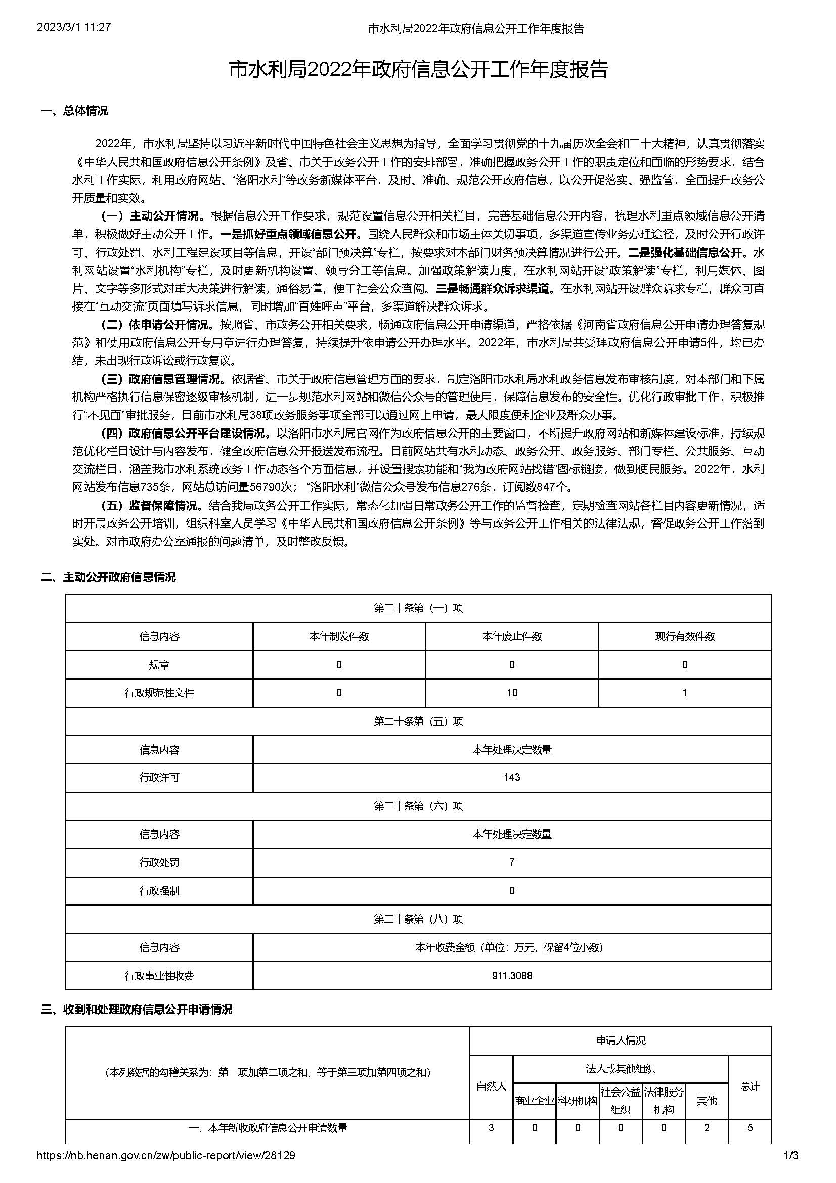 洛阳市水利局2022年政府信息公开工作年度报告(图1)