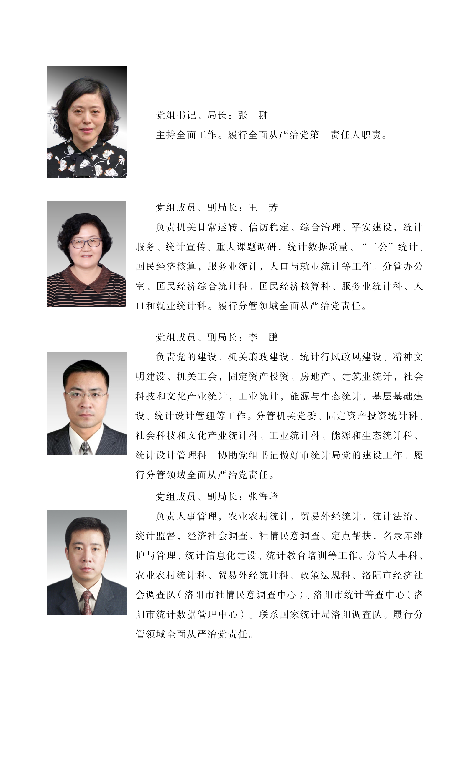 洛阳市统计局现任领导及分工