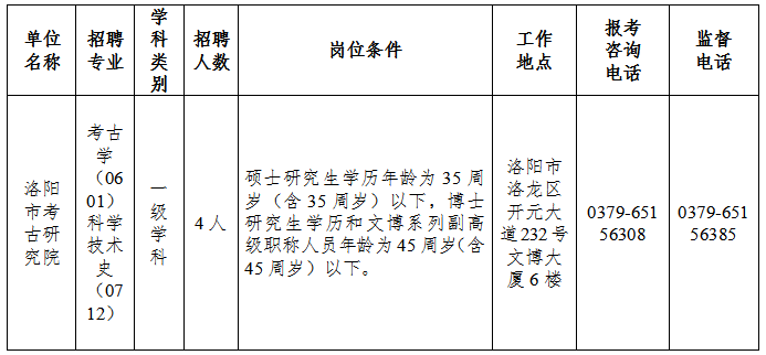 洛阳市考古研究院关于2025年度引进急需短缺专业人才实施方案
